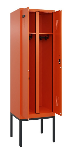 C+P Schwarz-Weiß-Spind Evolo PLUS, Gestell, 2 Abteile, 2120x600x500mm, 2004/2004, Zylinderschloss, 0490327-20 S10050