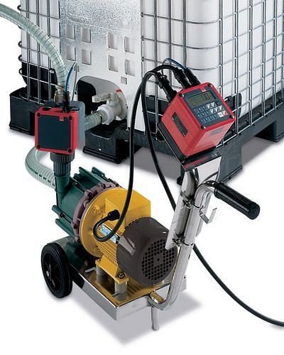 DENIOS Fahrgestell mit Zähler ohne Mengenvorwahl für trockenlaufgeeignete Kreiselpumpe, batteriebetrieben, 137400
