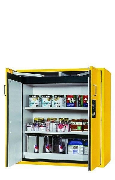 asecos Sicherheitsschrank S-CLASSIC-90, S90.129.120 in sicherheitsgelb RAL 1004 mit 2x Fachboden (Stahlblech), 30121-002-30155