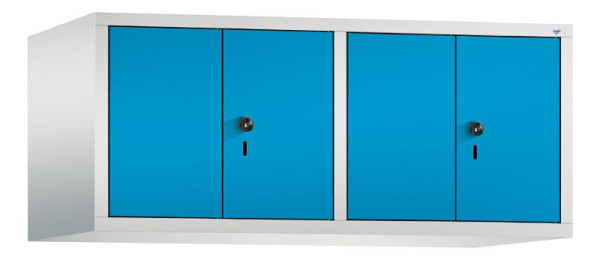 C+P Aufsatz-Garderobenschrank Evolo, 4 Abteile, H500xB1190xT500 mm, Lichtgrau/Lichtblau, 48092-40 S10027