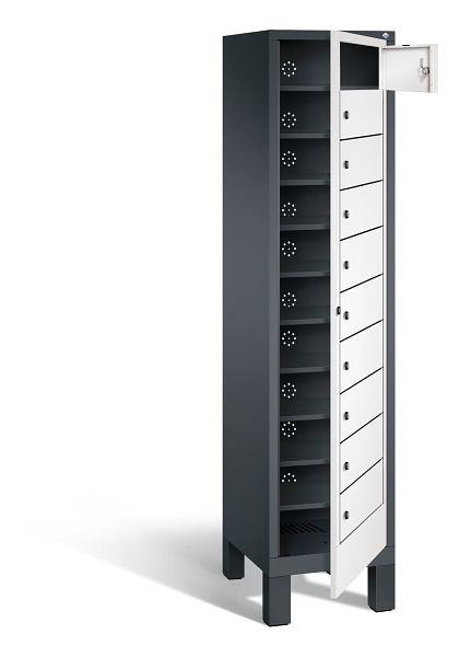 C+P Wäsche-Sammelschrank Evolo, H1850xB420xT500mm, Farbe: Schwarzgrau / Verkehrsweiß, 48060-110 S10116