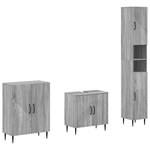vidaXL 3-teiliges Badezimmer-Schranksystem HAARLEM Sonoma-Grau, 3417456