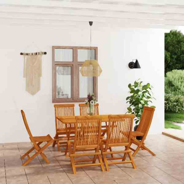 vidaXL 7-tlg. Garten-Essgruppe Massivholz Teak, 3059602