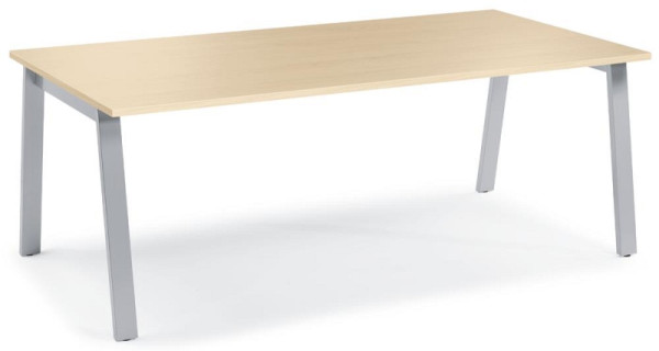 Deskin Konferenztisch RIO, Dekor: Ahorndekor, Gestellfarbe: Alusilber RAL 9006, BxHxT: 2000 x 735 x 1000 mm, 280982