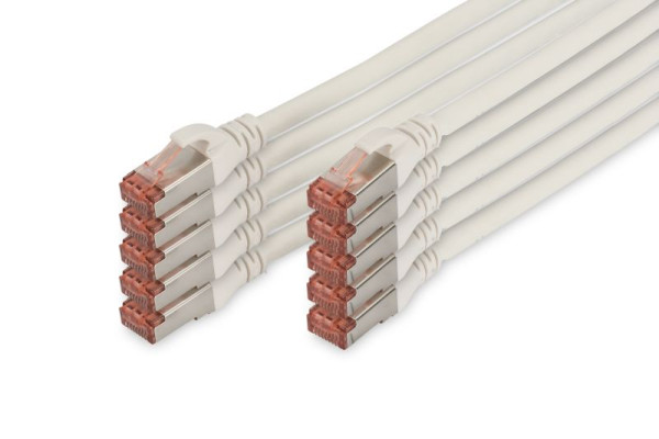 DIGITUS CAT 6 S-FTP Patchkabel, Cu, LSZH AWG 27/7, Länge 0,25 m, weiß, VE: 10 Stück, DK-1644-0025-WH-10