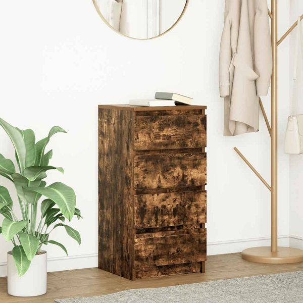 vidaXL Sideboard Räuchereiche 37,5x35x76 cm Holzwerkstoff, 861755