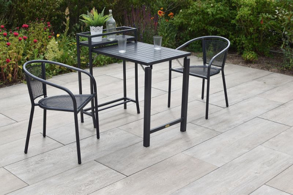 Merxx Delos Set 3-teilig, 2 Bistrosessel, stapelbar, Aluminium, 1 Balkonklappentisch, Tischplatte aus Aluminium, Aluminium, 50189-217