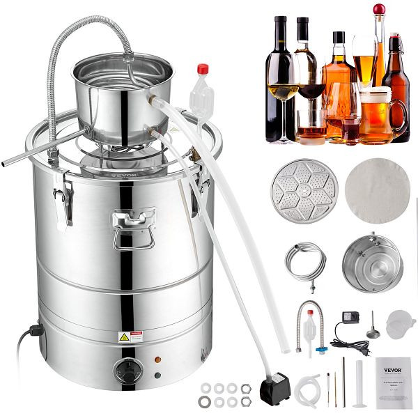 VEVOR Wasser Alkohol Destillierer 30 L Distillieranlage 1800 W Edelstahl Schnapsbrennen Destilliergerät Komplettes Set Enthalten, DLNTZLQYYS30LDVQVV2