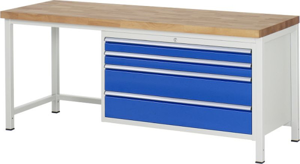 RAU Werkbank Serie 8000 - Modell 8361, B2000 x T700 x H840-1040 mm, Systemunterbau B1995 x T650 x H800-1000 mm, 03-8361A1-207B4H.11