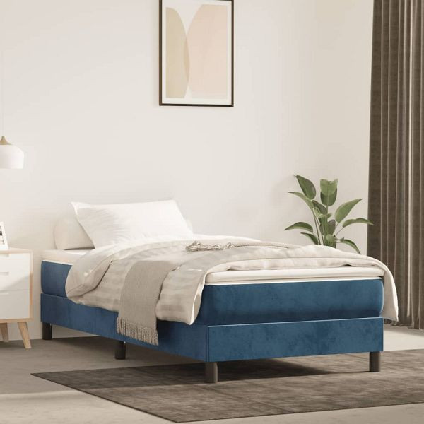 vidaXL Bettgestell Dunkelblau 100x200 cm Samt, Material: Samt (100% Polyester), Sperrholz, Holzwerkstoff, 3120758