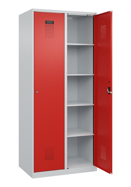 C+P Wäsche-Spind Evolo PLUS, 2 Abteile, 1850x800x500mm, 7035/3020, Verschluss Zylinderschloss, Ablageböden 8, 049000-22B S10032