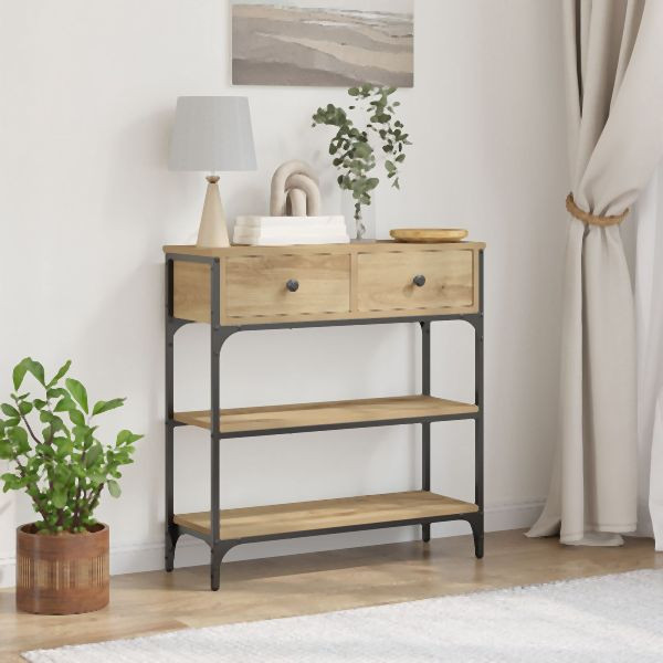 vidaXL Konsolentisch Artisan Eiche 72,5x25x75 cm Holzwerkstoff & Stahl, 863520