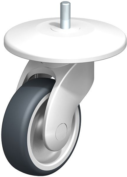 Blickle LWK-TPA 101G-11-AMW125 Kunststoff-Lenkrolle WAVE mit Abweisrad, Thermoplastisches Gummi-Elastomer, Grau, 845563