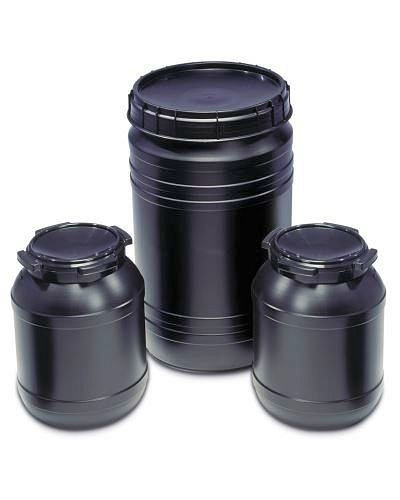 DENIOS Leitfähiges Fass aus Polyethylen (PE), mit 2 Tragegriffen, 75 Liter Volumen, 129136