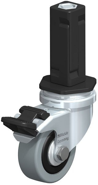 Blickle LRA-VPA 50G-FI-FA-EV03 Apparate-Lenkrolle mit Expander & Feststeller, Vollgummi, Grau, 847940