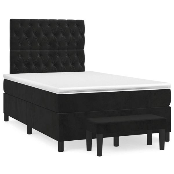 vidaXL Boxspringbett mit Matratze Schwarz 120x190 cm Samt, 3270489