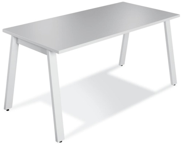 Deskin Konferenztisch RIO, Dekor: Lichtgrau, Gestellfarbe: Weiß RAL 9016, BxHxT: 1600 x 735 x 800 mm, 275608