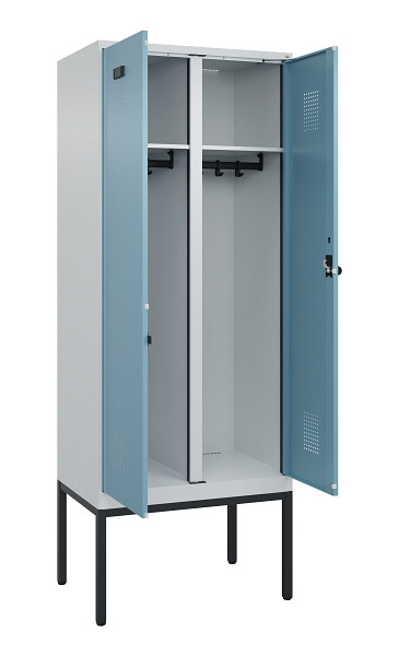C+P Schwarz-Weiß-Spind Evolo PLUS, Gestell, 2 Abteile, 2120x800x500mm, 7035/0010, Drehriegel, 0490327-22 S10009