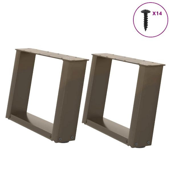 vidaXL Couchtischbeine U-Form 2 Stück Naturstahl 50x(30-31) cm Stahl, 4012747