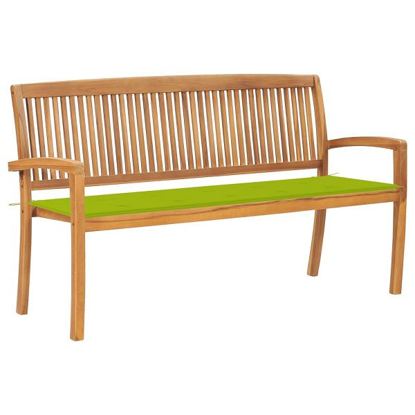 vidaXL Stapelbare Gartenbank mit Auflage 159 cm Massivholz Teak, 3063317
