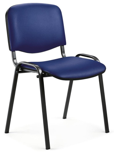 Deskin Besucherstuhl ISO, 4- Fuß Gestell schwarz, Bezug Kunstleder, Farbe blau, 254469