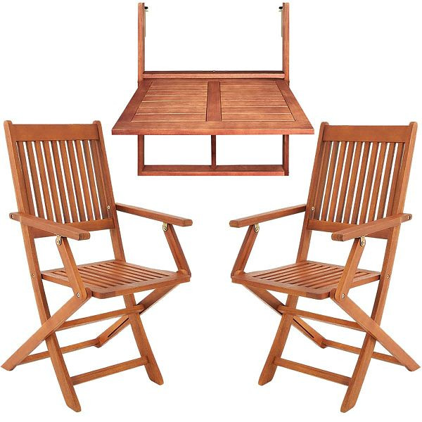 casaria Balkonhängetisch inkl 2 Stühle 3-tlg Akazienholz FSC®-zertifiziert, 996272