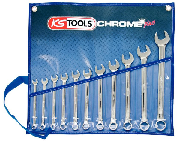 KS Tools CHROMEplus Ringmaulschlüssel-Satz, abgewinkelt, 11-teilig, 518.0641