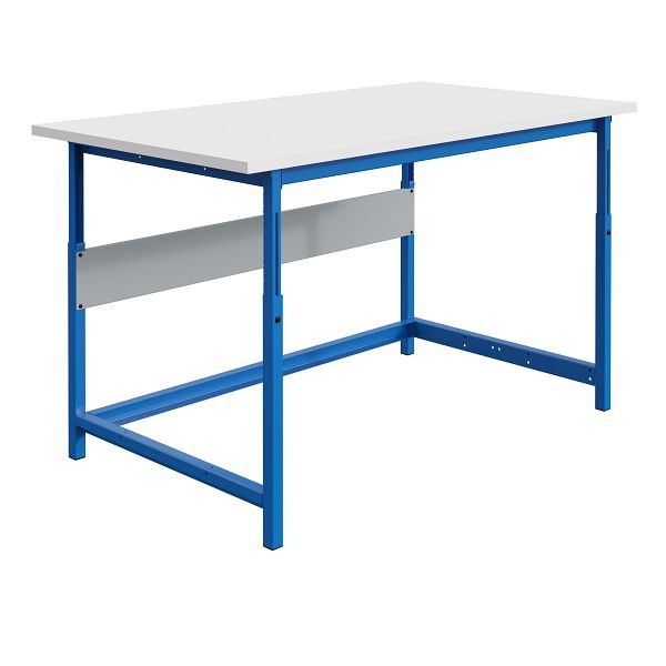 SOFAME PACKLOG Packtisch, mechanisch höhenverstellbar, 1500x750x770 bis 1050 mm, RESITOP Laminat-Arbeitsplatte 30 mm, Anthrazitgrau RAL 7016, W010020591GA