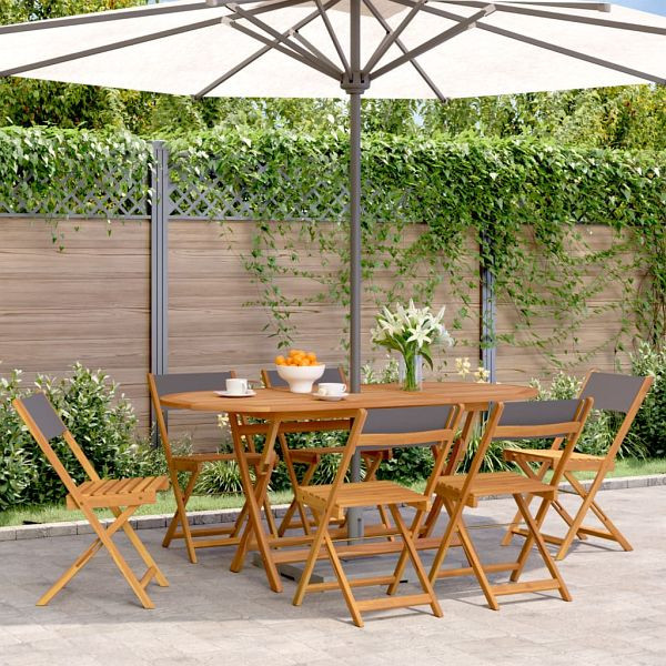 vidaXL Gartenstühle 6 Stück Klappbar Anthrazit Stoff und Massivholz, 3214614