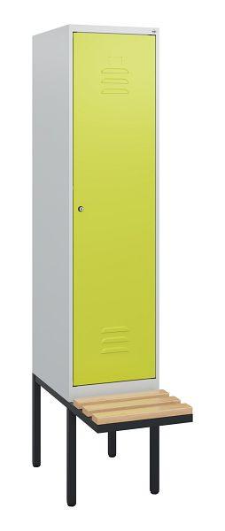 C+P Umkleidespind Classic PLUS, 1950x400x815mm, 7035/0024, Zylinderschloss, Buche-Sitzleisten, 0800405-12 S10025