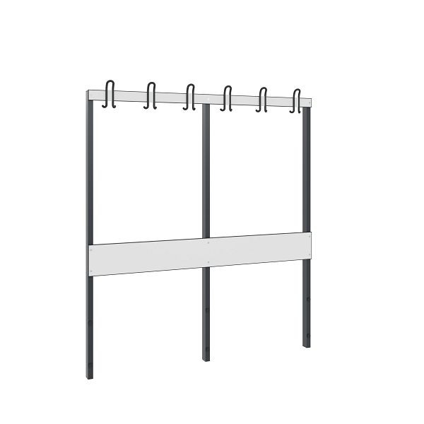 C+P Garderobenteil 1-seitig, Feuchtraum, H1650xB1500 mm, Schwarzgrau/HPL Weiß, 8061-711 S10001