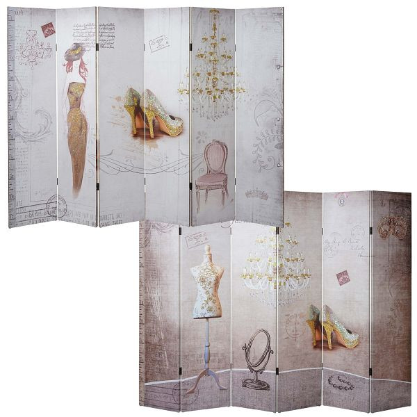 Mendler Foto-Paravent Vintage, Raumteiler Trennwand, Glitzer Retro Fashion, 180x240cm, 52870