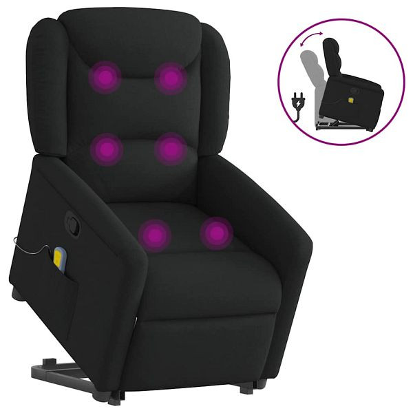 vidaXL Massagesessel mit Aufstehhilfe Schwarz Stoff, 3303206