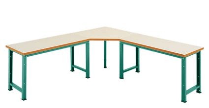 Manuflex Fünfeck-Verkettungselement PROFI mit Kunststoffplatte, für Tischtiefe = 700 mm, Graugrün, WP1419.0001