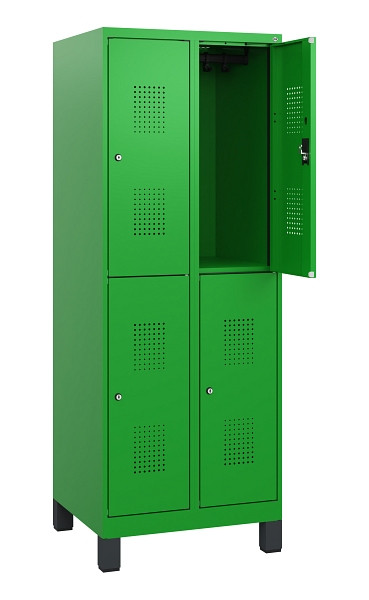 C+P Doppelstöckiger Spind Evolo PLUS, Füße, 4 Fächer, 1630x600x500mm, 6037/6037, Zylinderschloss, 0493105-20 S10077