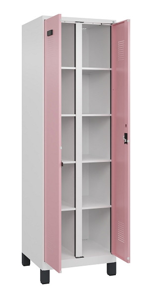 C+P Wäsche-Spind Evolo PLUS, mit Füßen, 2 Abteile, 1950x600x500mm, 9016/3015, Verschluss Zylinderschloss, 049012-20B S10045