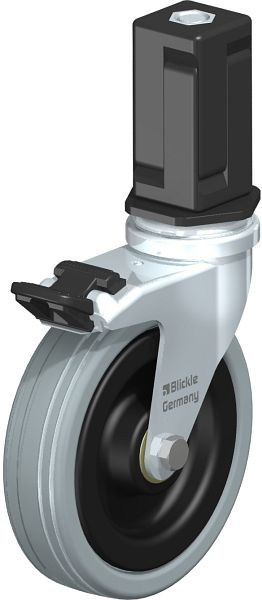 Blickle LRA-VPA 100K-FI-EV05 Apparate-Lenkrolle mit Expander & Feststeller, Vollgummi, Grau, 856339