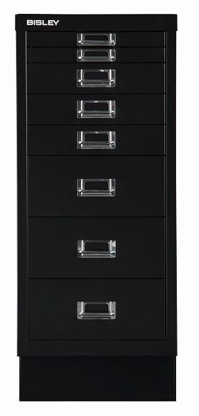 Bisley MultiDrawer™, 29er Serie mit Sockel, DIN A4, 8 Schubladen, schwarz, L298S633
