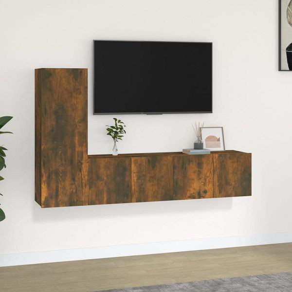 vidaXL 3-tlg. TV-Schrank-Set Räuchereiche Holzwerkstoff, 3120257