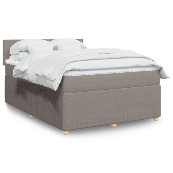 vidaXL Boxspringbett mit Matratze Taupe 140x200 cm Stoff, 3289776