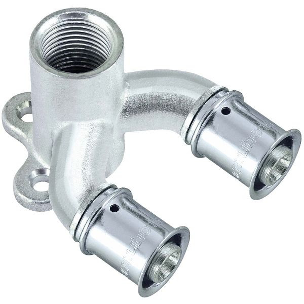 Multitubo Metall-Press-U-Wandscheibe 16mmx1/2 IGx16mm, Messing verzinnt, mit Flansch, 147073