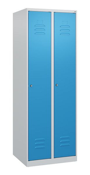 C+P Umkleidespind Classic PLUS mit Mitteltrennwand, 2 Abteile, 1700x600x500mm, 7035/5012, Zylinderschlösser, 0800007-20F S10017