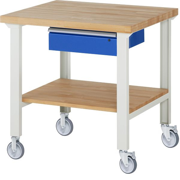 RAU Fahrbare Werkbank 7001A7, 1000x900x1000mm, je 2 Bockrollen und Lenkrollen, 05-7001A7-109B4S22.11