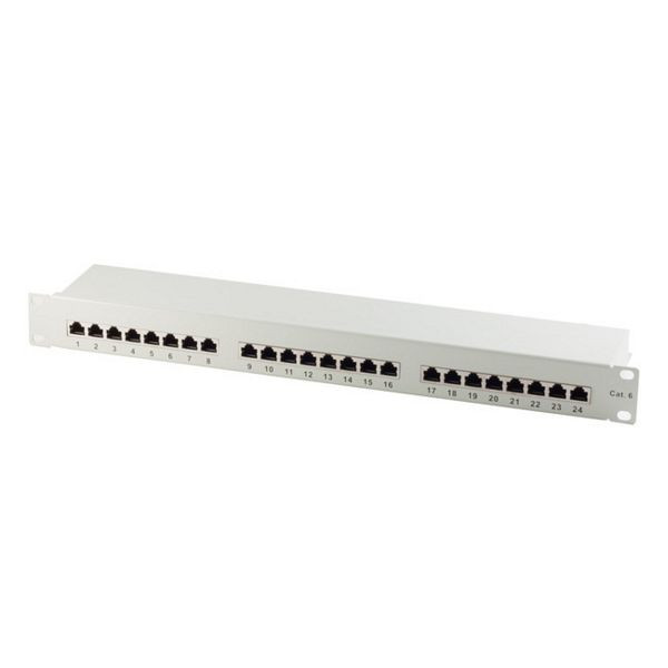 S-Conn Patchpanel/ Patchfeld cat6 Rackeinbau 48,3 cm (19 Zoll) 24-Port lichtgrau, 75074