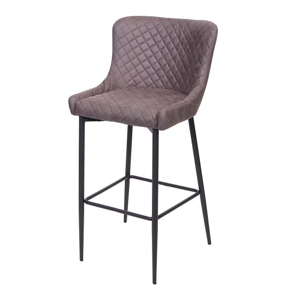 Mendler Barhocker HWC-H79, Barstuhl Tresenhocker, Vintage Metall Fußablage, Stoff/Textil dunkelgrau, 74063