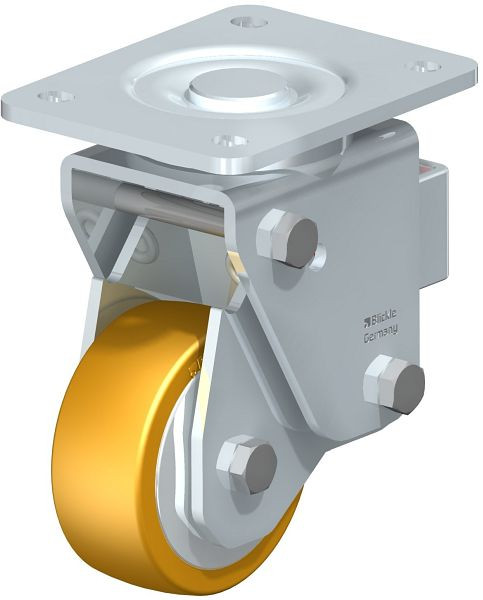 Blickle LHF-ALTH 101K-3-FA Stahlblech-Lenkrolle, Schwerlast-Ausführung, mit Stahlfeder, Blickle Extrathane®, Hellbraun, 605774
