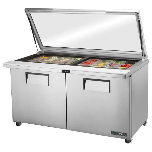 True Kühlschrank mit Glasdeckel für die Zubereitungstheke TSSU-60-24M-B-ST-FGLID, FB013