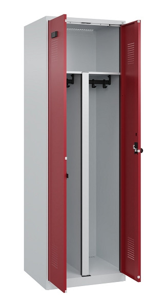 C+P PSA Schwarz-Weiß-Spind Evolo PLUS, 2 Abteile, 1850x600x500mm, 7035/3003, Drehriegel, 049002-20P S10004