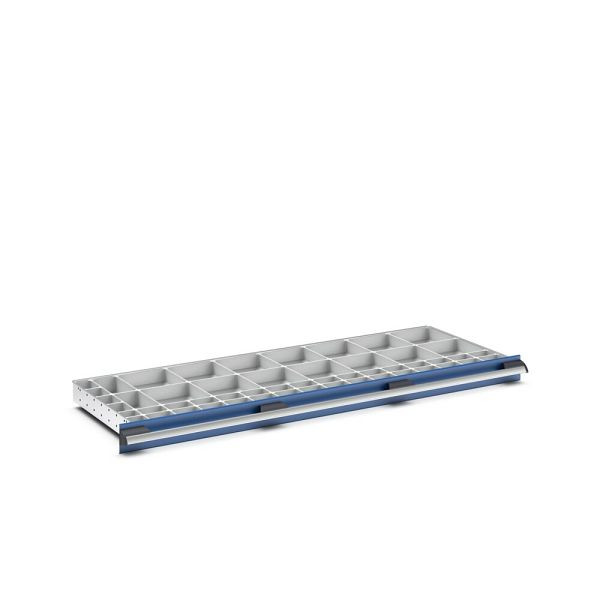 bott cubio Sortiment mit 52 Boxen, BxTxH: 1300x525x50mm, Kunststoff / RAL 7035, Lichtgrau, 43020813