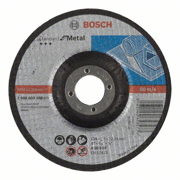 Bosch Trennscheibe gekröpft Standard for Metal A 30 S BF, 125 mm, 2,5 mm, VE: 25 Stück, 2608603160